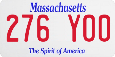 MA license plate 276YO0