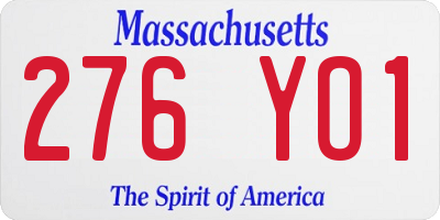 MA license plate 276YO1