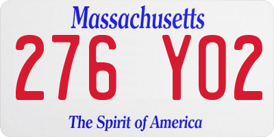 MA license plate 276YO2