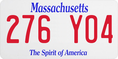 MA license plate 276YO4