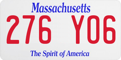MA license plate 276YO6