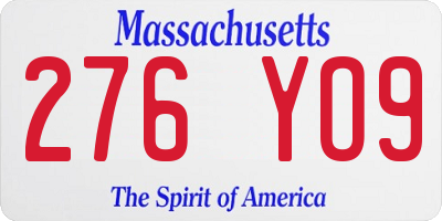 MA license plate 276YO9