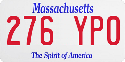 MA license plate 276YP0