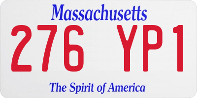 MA license plate 276YP1