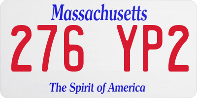 MA license plate 276YP2
