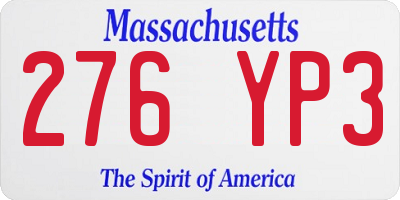 MA license plate 276YP3