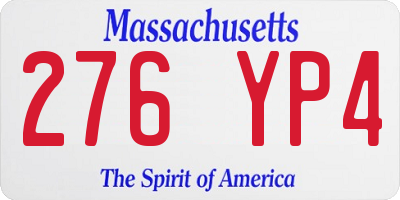 MA license plate 276YP4