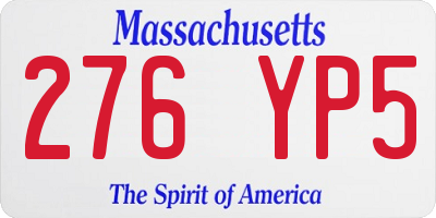 MA license plate 276YP5