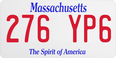 MA license plate 276YP6