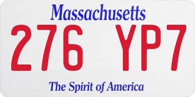 MA license plate 276YP7