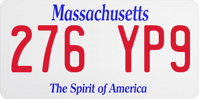 MA license plate 276YP9