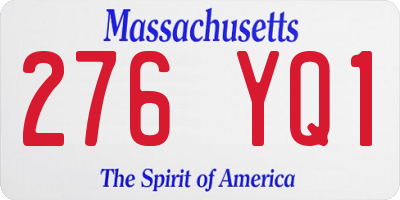 MA license plate 276YQ1