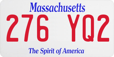 MA license plate 276YQ2