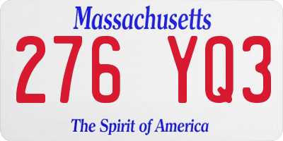 MA license plate 276YQ3
