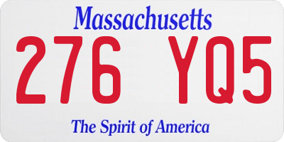 MA license plate 276YQ5