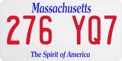 MA license plate 276YQ7