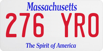 MA license plate 276YR0