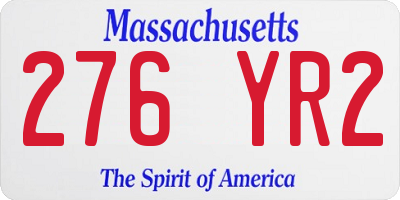 MA license plate 276YR2