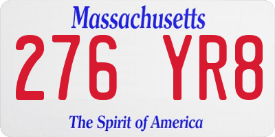 MA license plate 276YR8