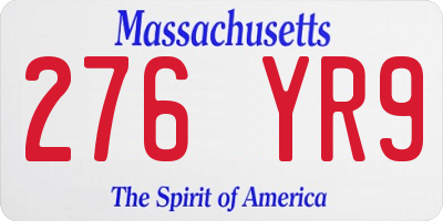 MA license plate 276YR9