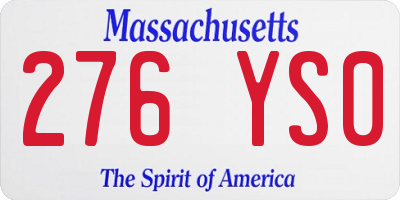 MA license plate 276YS0