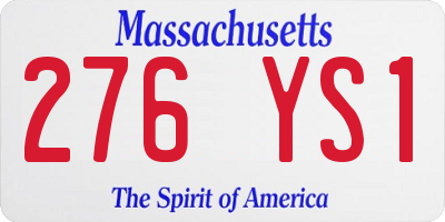 MA license plate 276YS1