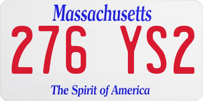 MA license plate 276YS2