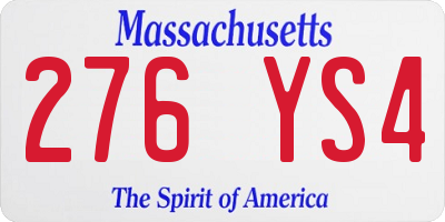 MA license plate 276YS4