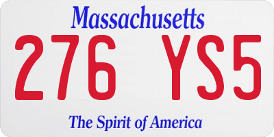 MA license plate 276YS5