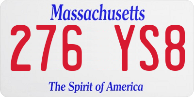 MA license plate 276YS8
