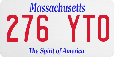 MA license plate 276YT0