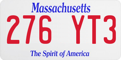 MA license plate 276YT3
