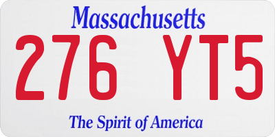 MA license plate 276YT5