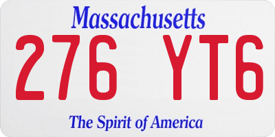 MA license plate 276YT6