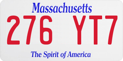 MA license plate 276YT7