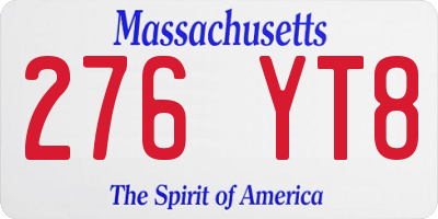 MA license plate 276YT8