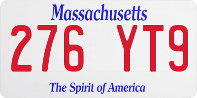 MA license plate 276YT9