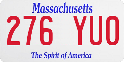 MA license plate 276YU0