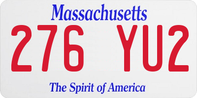 MA license plate 276YU2