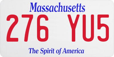 MA license plate 276YU5