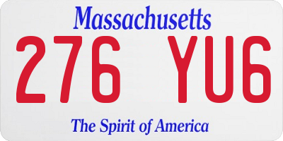 MA license plate 276YU6