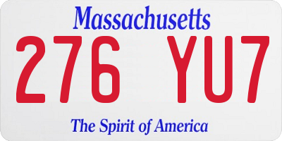 MA license plate 276YU7