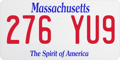 MA license plate 276YU9