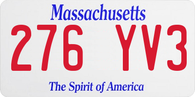 MA license plate 276YV3