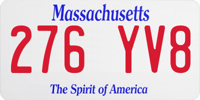 MA license plate 276YV8