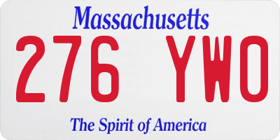 MA license plate 276YW0
