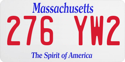 MA license plate 276YW2