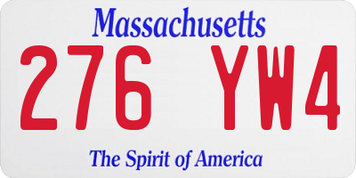 MA license plate 276YW4