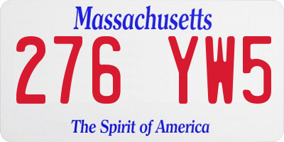 MA license plate 276YW5