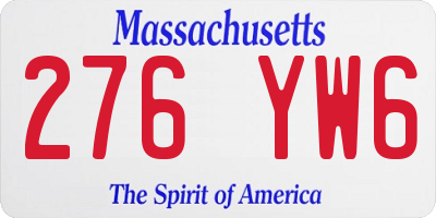MA license plate 276YW6
